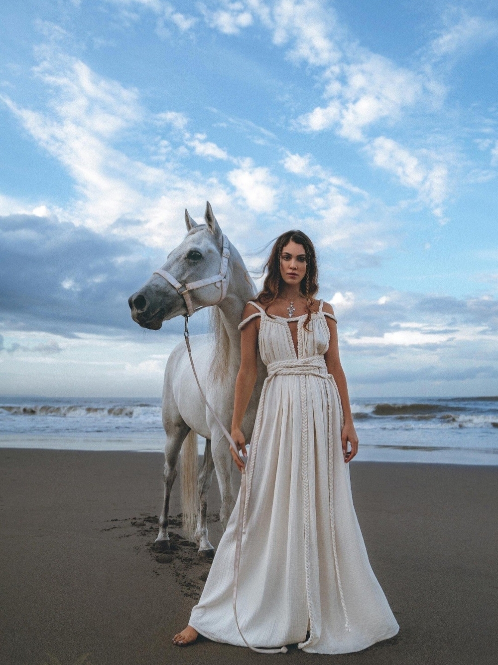 Multiway Maxi Dress . Greek Goddess Cream Boho Maxi Dress - Organic Cotton